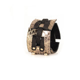 The Intertwined Black & Gold Leather Cuff