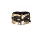 The Intertwined Black & Gold Leather Cuff
