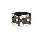 The Intertwined Black & Silver Leather Cuff