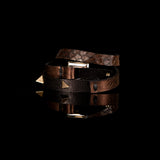 The Leather Triple Wrap Bracelet With Swarovski Crystals and Studs