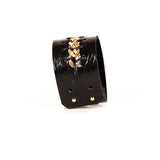 The Intertwined Black Leather Cuff