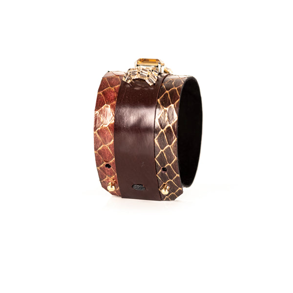 The Sparkler Snake Skin Leather Cuff with Swarovski Crystals