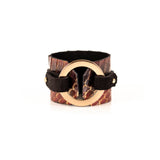 The Serpent Gold and Brown Snake Skin Leather Cuff
