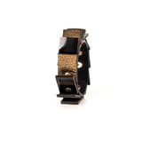 The Peaceful Black and Gold Leather Cuff