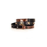 The Leather Triple Wrap Bracelet With Swarovski Crystals and Studs