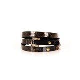 The Leather Triple Wrap Bracelet With Swarovski Crystals and Studs