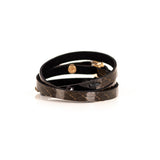 The Leather Triple Wrap Bracelet With Swarovski Crystals and Studs