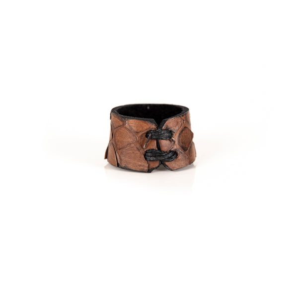 The Minimalist Embossed Brown Leather Ring