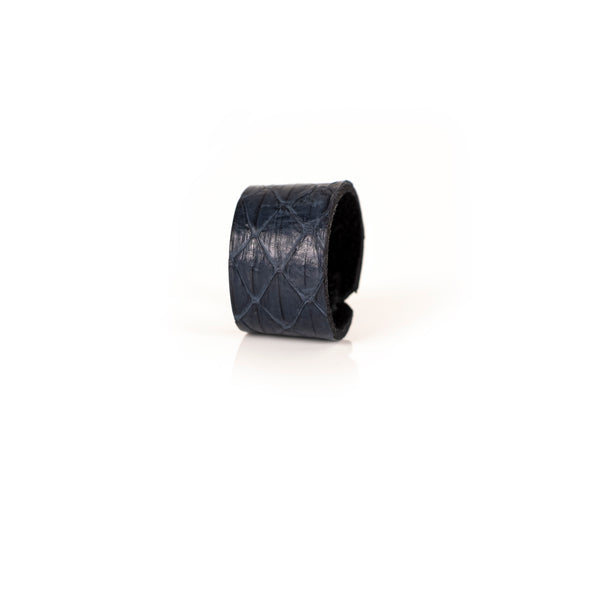 The Minimalist Matte Navy Blue Leather Ring