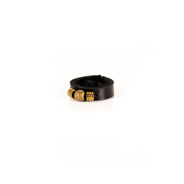 The Minimalist Sphere Black Leather Ring
