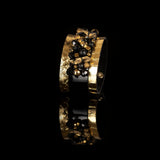 The Gold Wide Leather Cuff With Beads