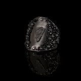 The Volcanic Black Leather Cuff With Beads