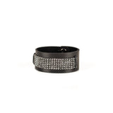The Swarovski Fabric Black Leather Cuff