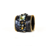 The Wide Navy and Green Snake Skin Cuff