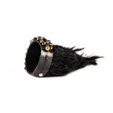 The Feather Black and Gold Leather Cuff