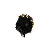 The Feather Black and Gold Leather Cuff