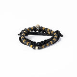 The Beaded Black and Bronze Skull Bracelet Set