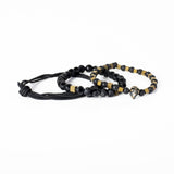 The Beaded Black and Bronze Skull Bracelet Set