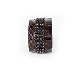 The Swarovski Fabric Brown Leather Cuff
