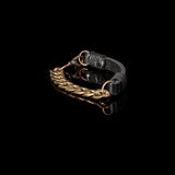 The Bronze Chain Black Leather Bracelet
