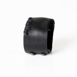 The Wide Masculine Black Leather Cuff