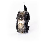 The Slim Zipper Leather Cuff with Studs