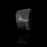 The Wide Masculine Black Leather Cuff