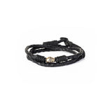 The Braided Triple Tour Black Leather Wrap