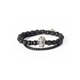 The Cool Skull Beaded Black Bracelet Set