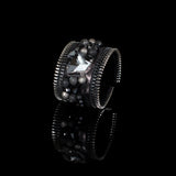 The Wide Zipper Leather Cuff with Swarovski and Beads