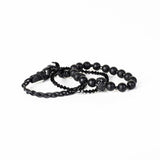 The Beaded Black On Black triple Bracelet Set
