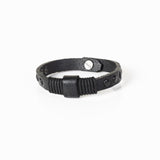 The Roped Slim Black Leather Bracelet