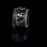 The Wide Double Zipper Leather Cuff with Beads
