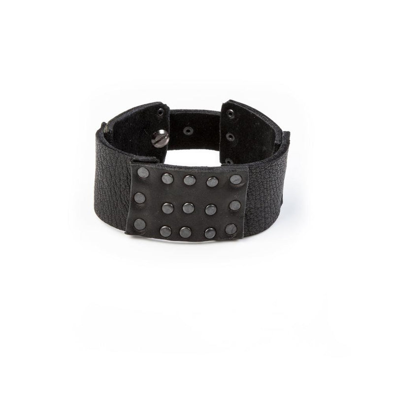 The Edgy Black Leather Cuff