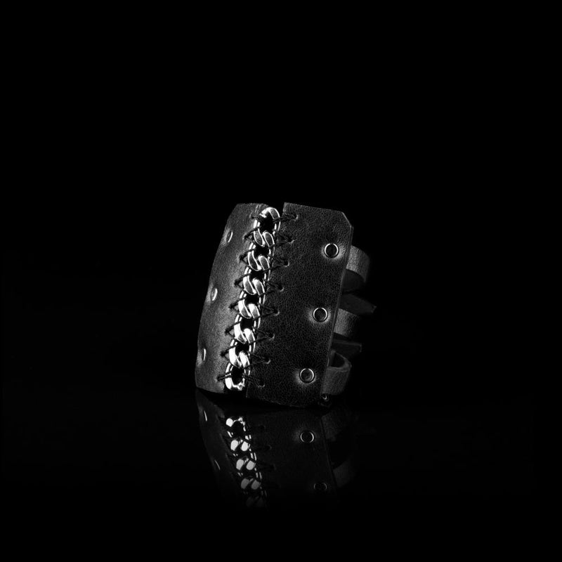 The Intertwined Black Leather Cuff