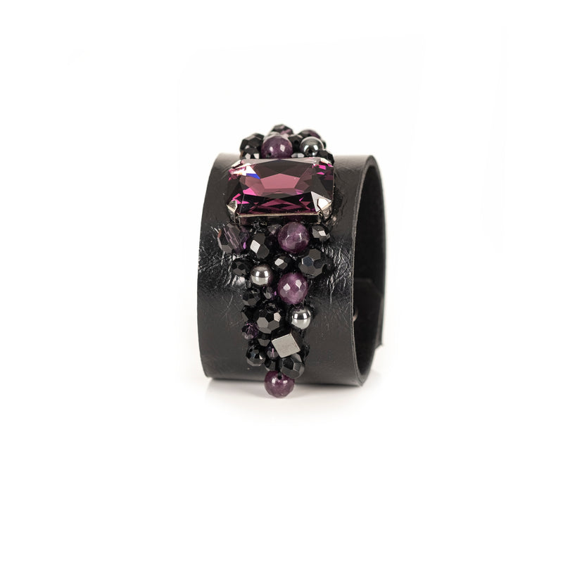 The Black and Purple Leather Cuff
