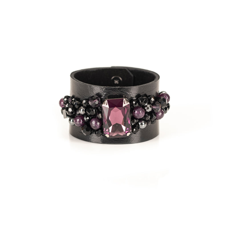 The Black and Purple Leather Cuff