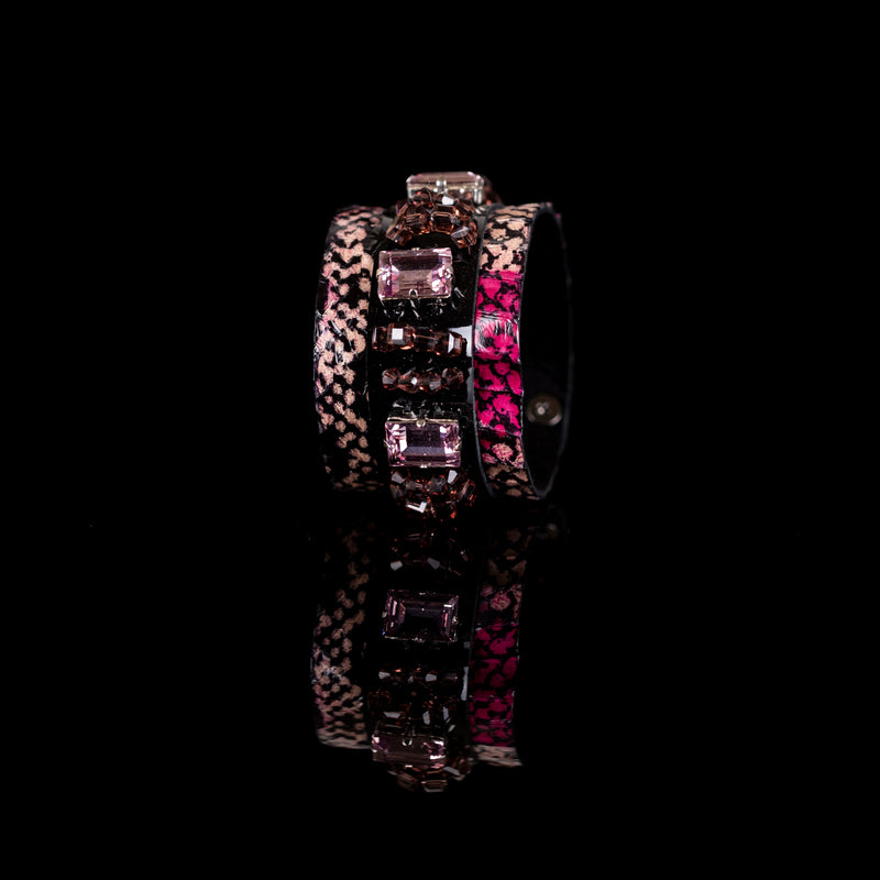 The Sparkler Snake Skin Leather Cuff with Swarovski Crystals