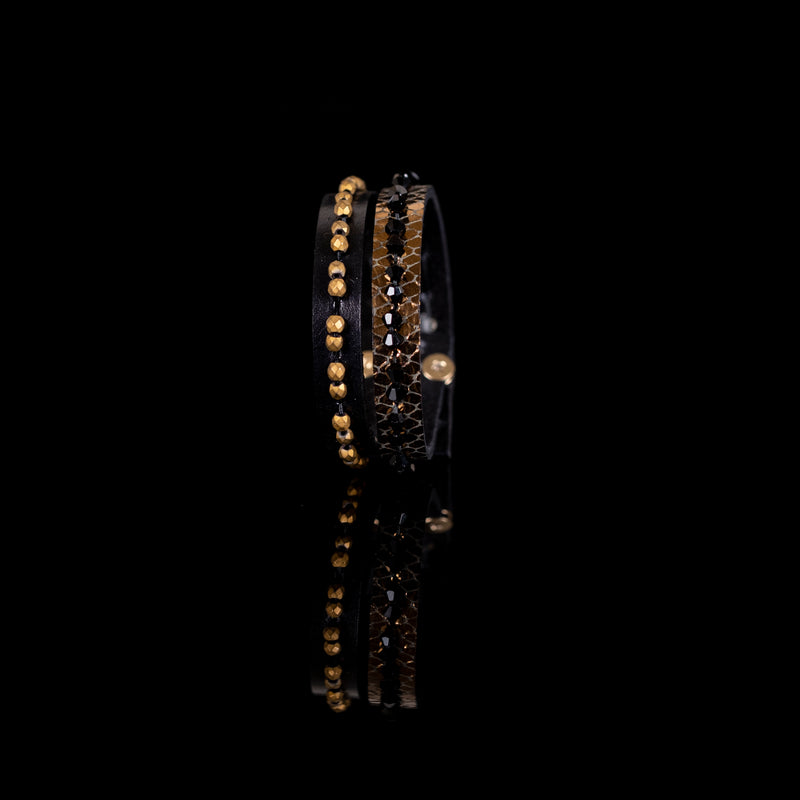 The Black and Gold Duo Bracelet with Beads