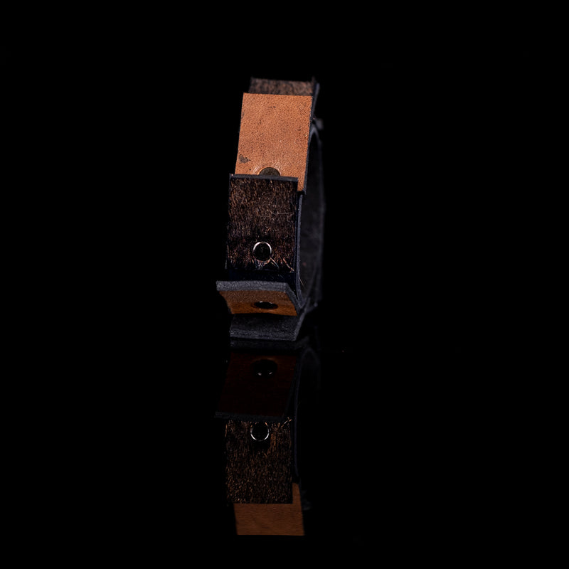 The Peaceful Black and Walnut Leather Cuff