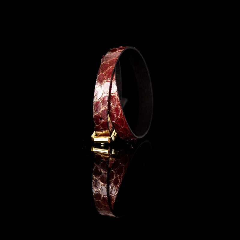 The Snake Skin Leather Double Wrap Bracelet M/L