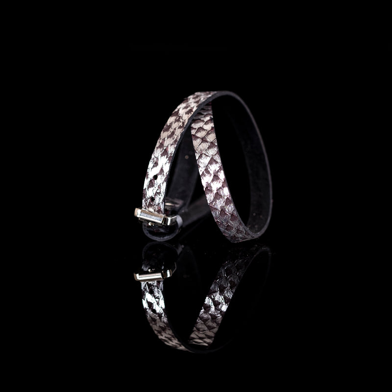 The Snake Skin Leather Double Wrap Bracelet