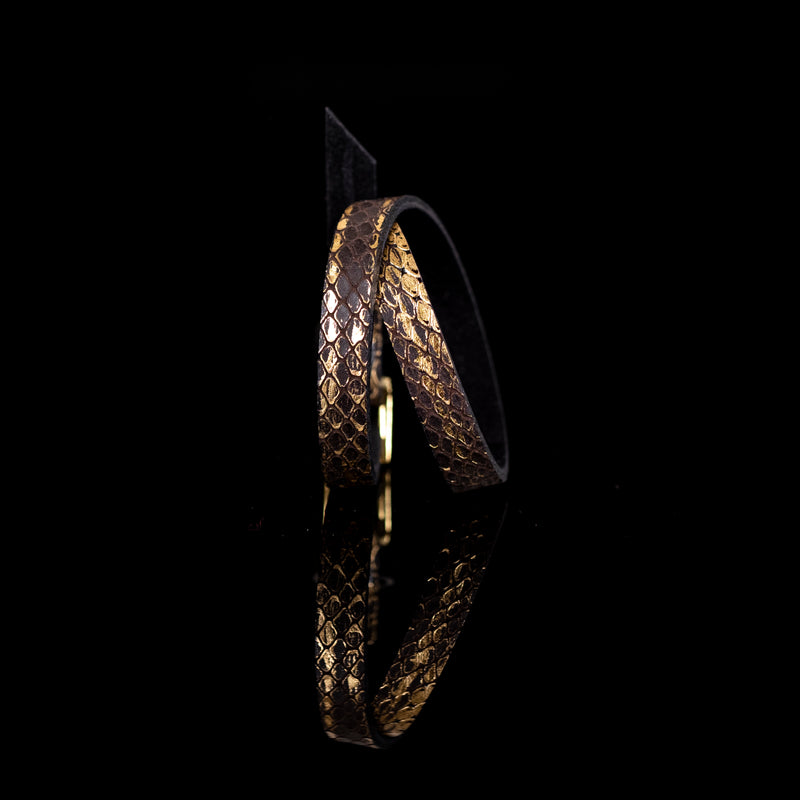 The Snake Skin Leather Double Wrap Bracelet