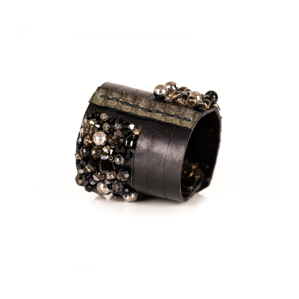 The Vivid Leather Cuff with Beads