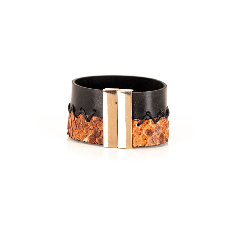 The Stitched Leather Cuff with Clasp