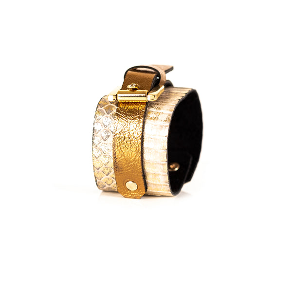 The Serpent Snake Skin Gold Leather Bracelet