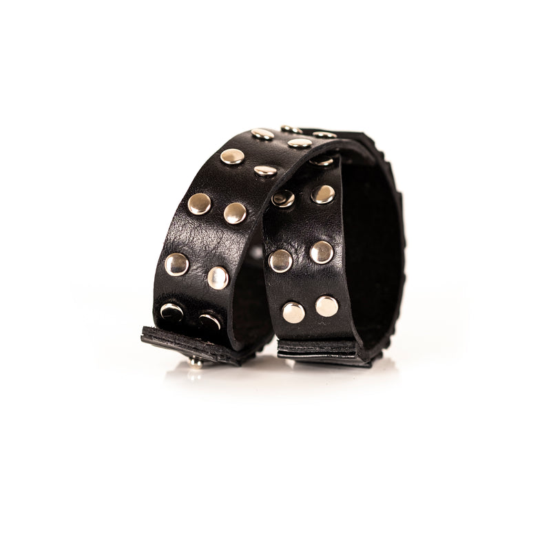 The Wide Leather Double Wrap Bracelet With Studs