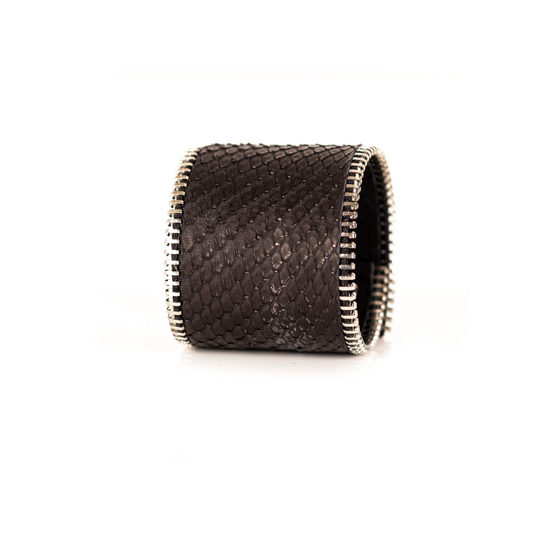The Wide Zipper Leather Cuff