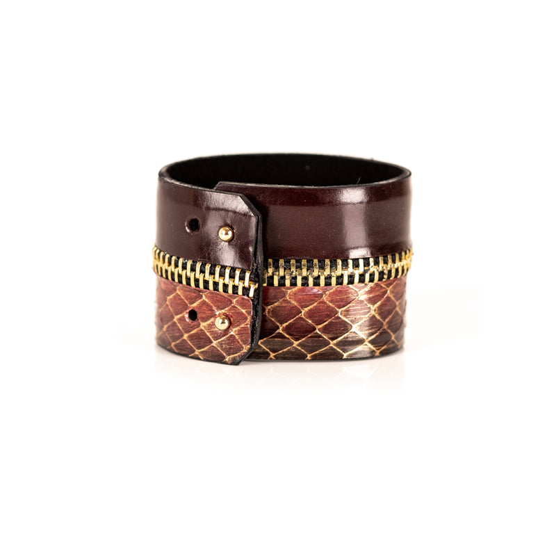 The Double Zipper Leather Cuff
