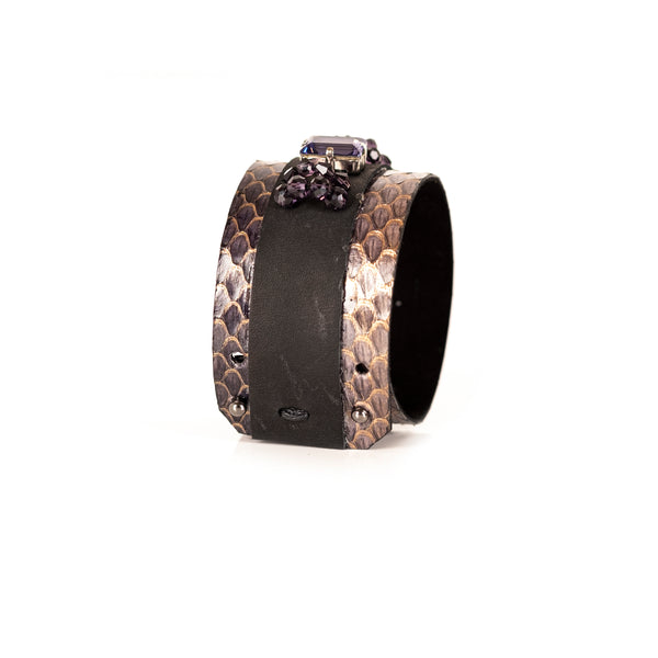 The Sparkler Snake Skin Leather Cuff with Swarovski Crystals